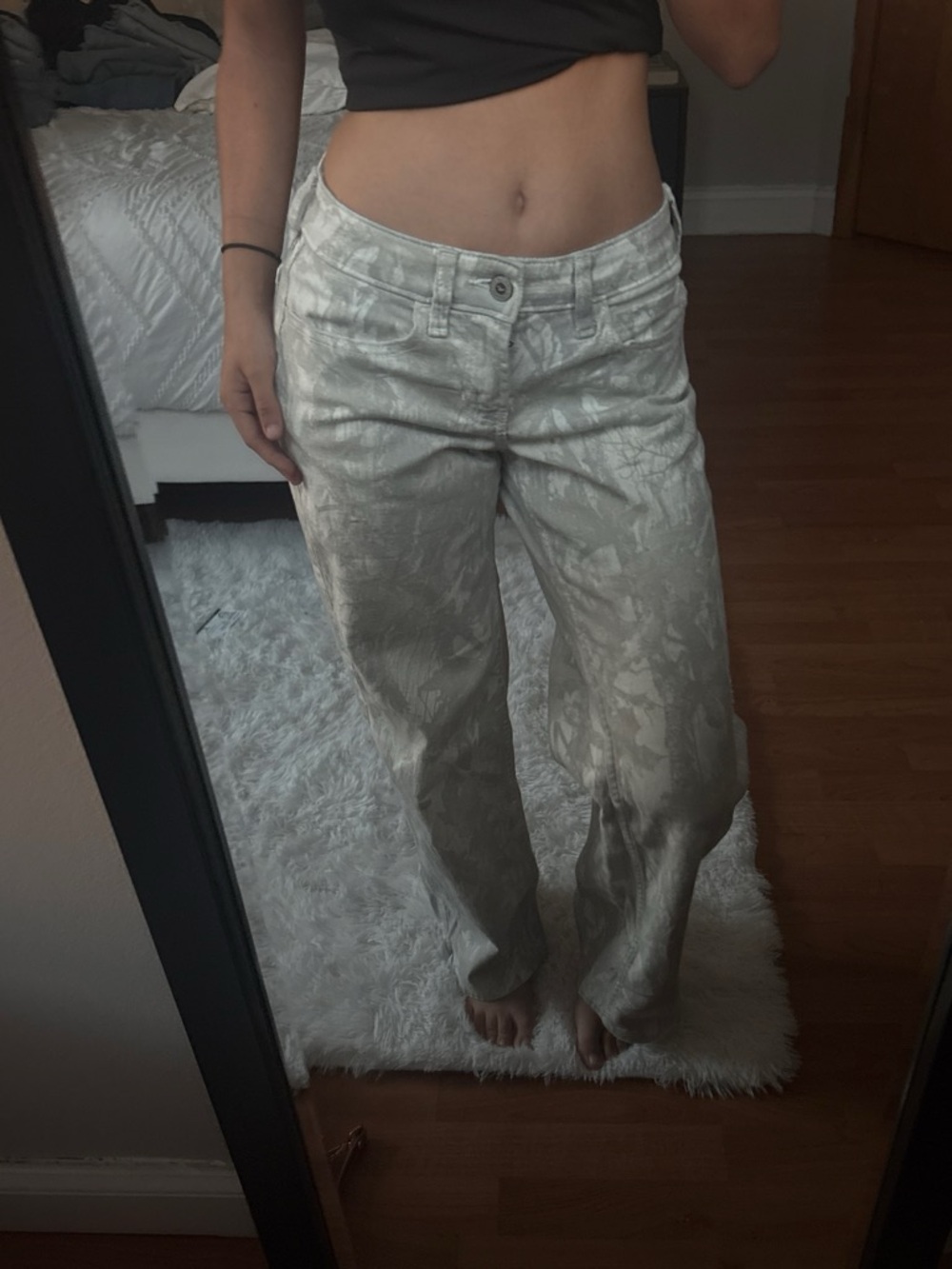 Hollister Light Gray Satin-Effect Wide-Leg Pants